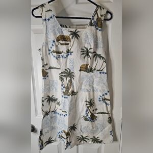 Women's Dress Surfboard, Palm Trees, Flowers And Ukuleles